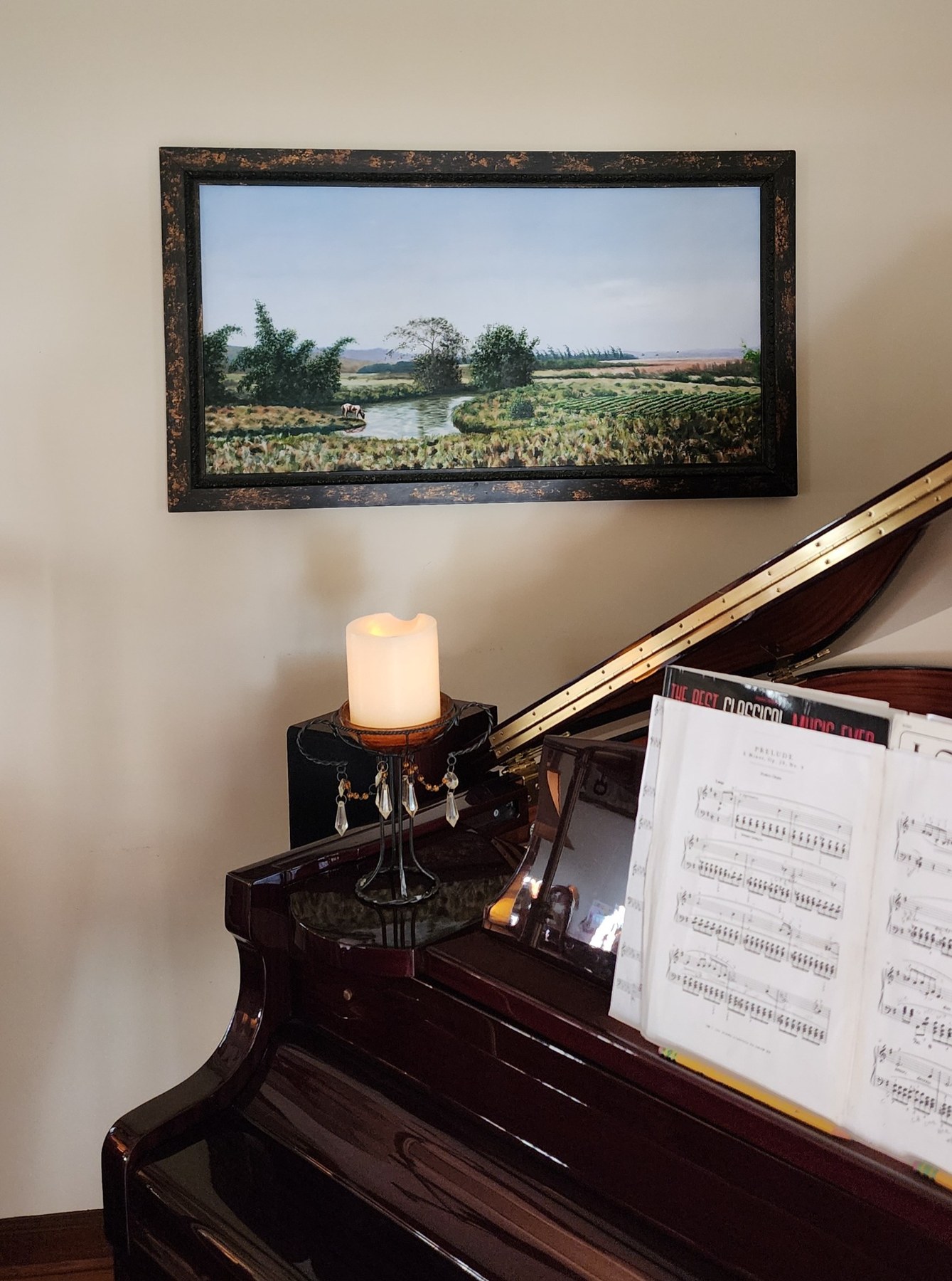 Eduardo Labrada painting in a private home